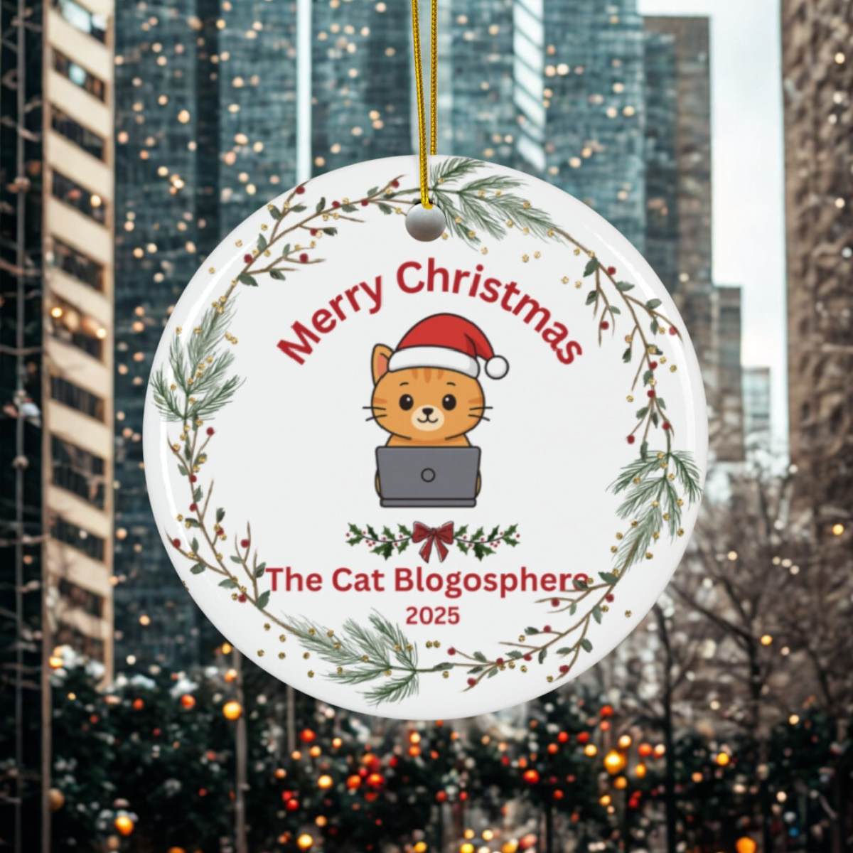 Cat Blogosphere Christmas Ornament - Limited Edition 2025 Festive Design