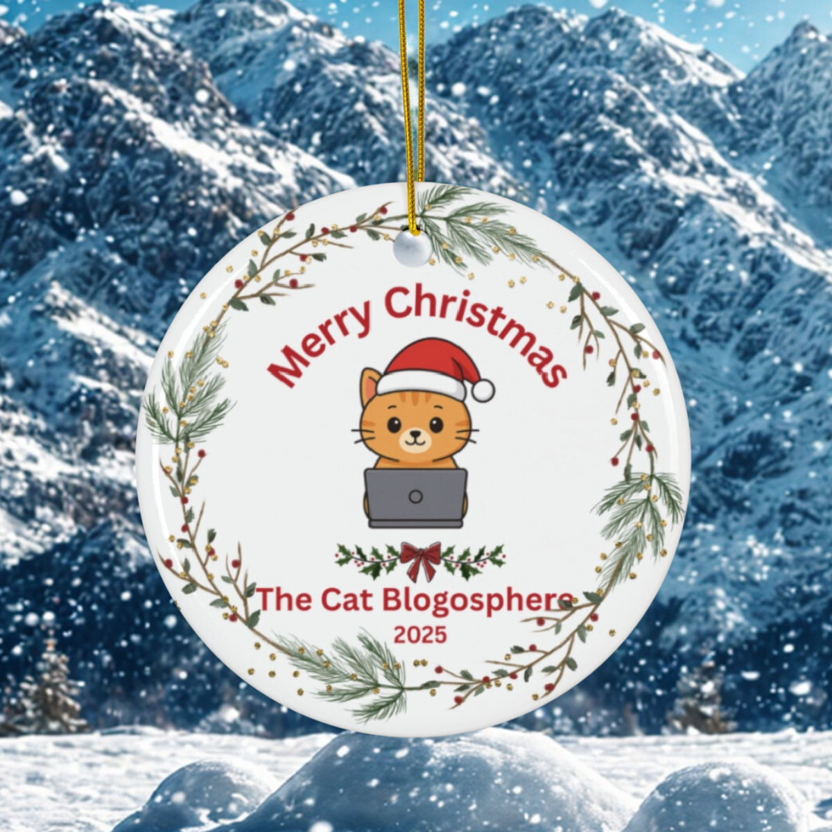 Cat Blogosphere Christmas Ornament - Limited Edition 2025 Festive Design
