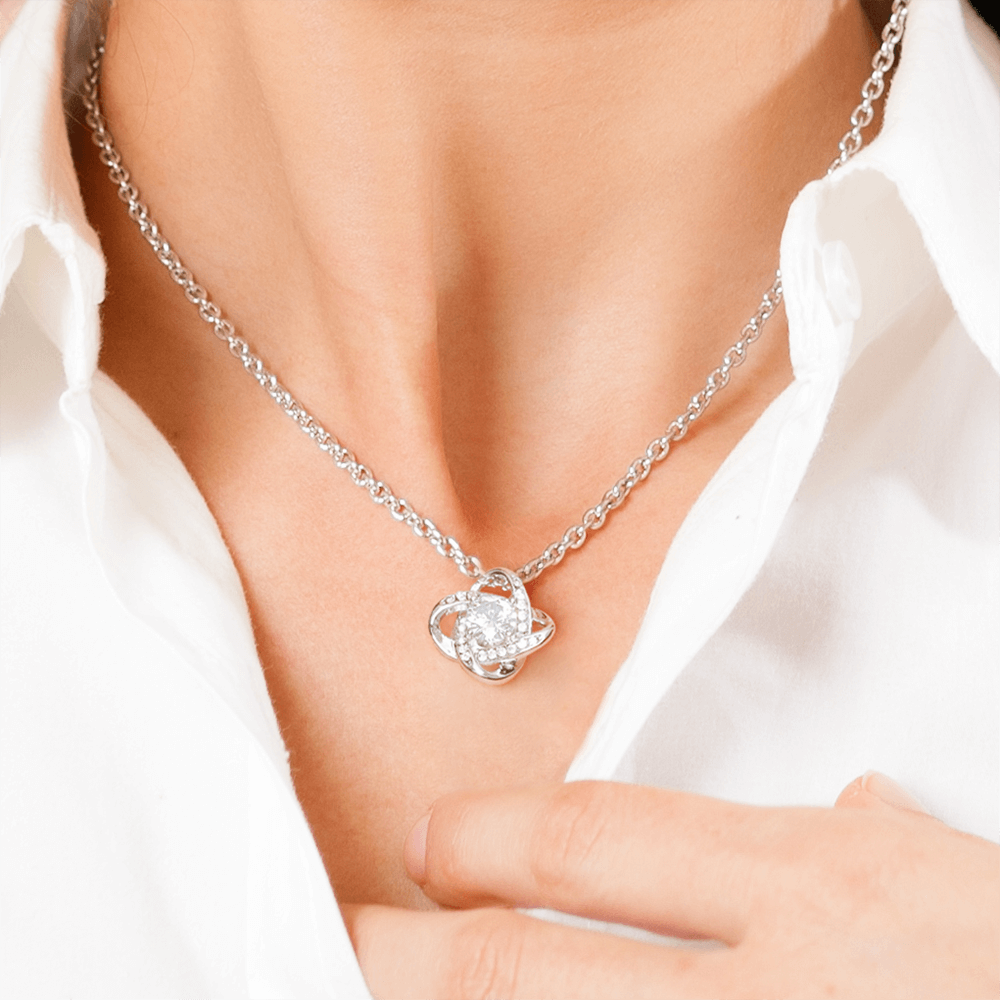 Love Knot Necklace with Cubic Zirconia Crystals