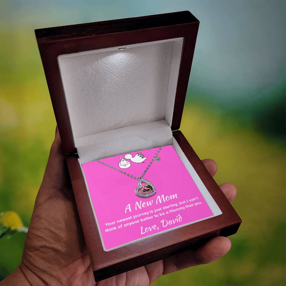 Baby Feet Heart Necklace with Custom Signature