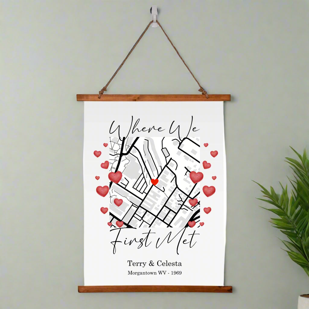 Where We First Met Wall Tapestry - Wood Framed Portrait Decor