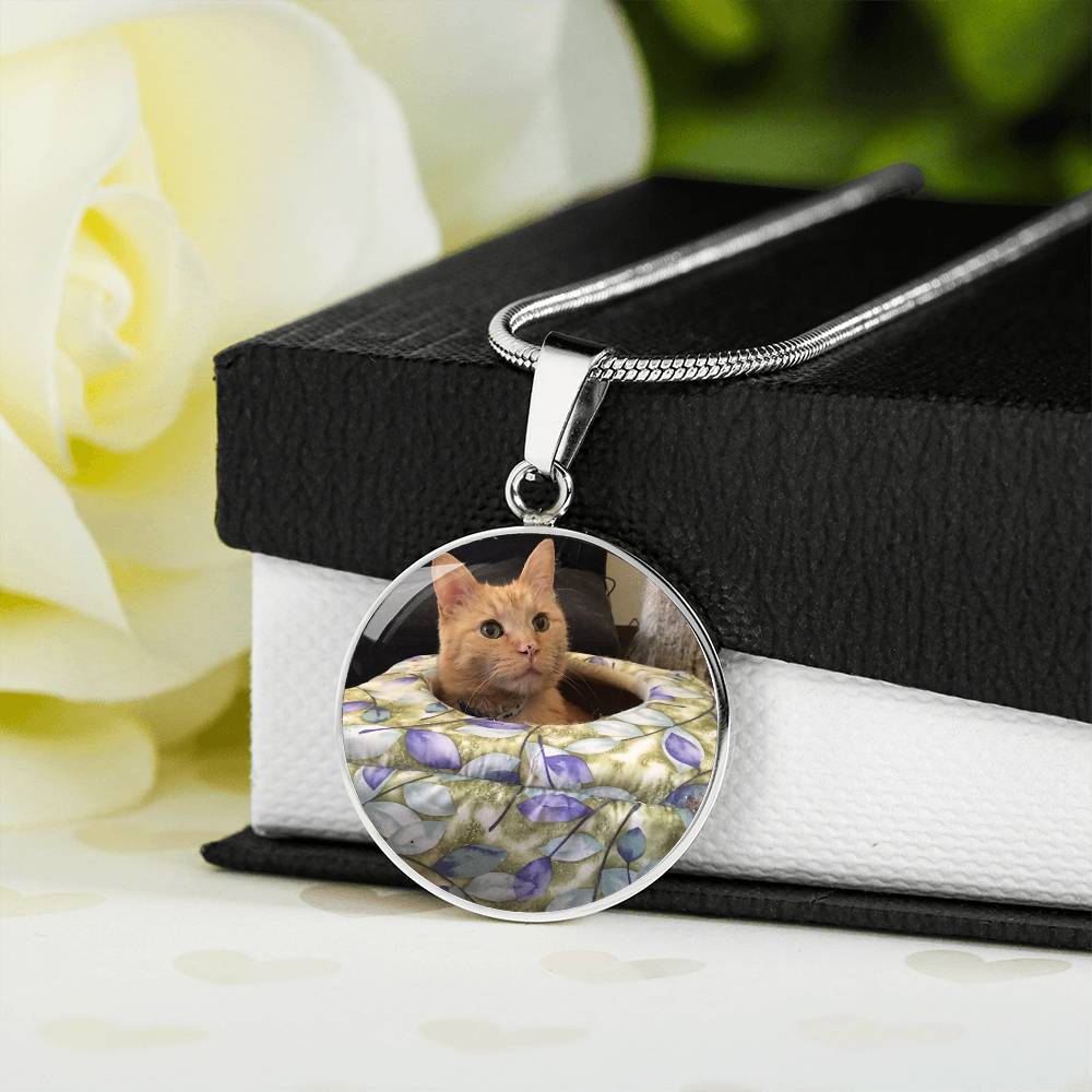 Circle Necklace with Custom Photo and Back Engraving