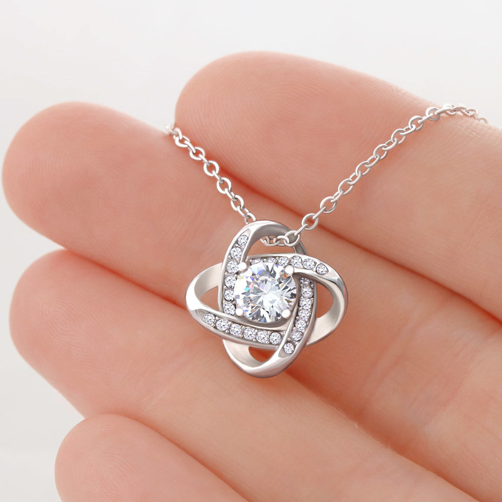 Love Knot Necklace with Cubic Zirconia Crystals
