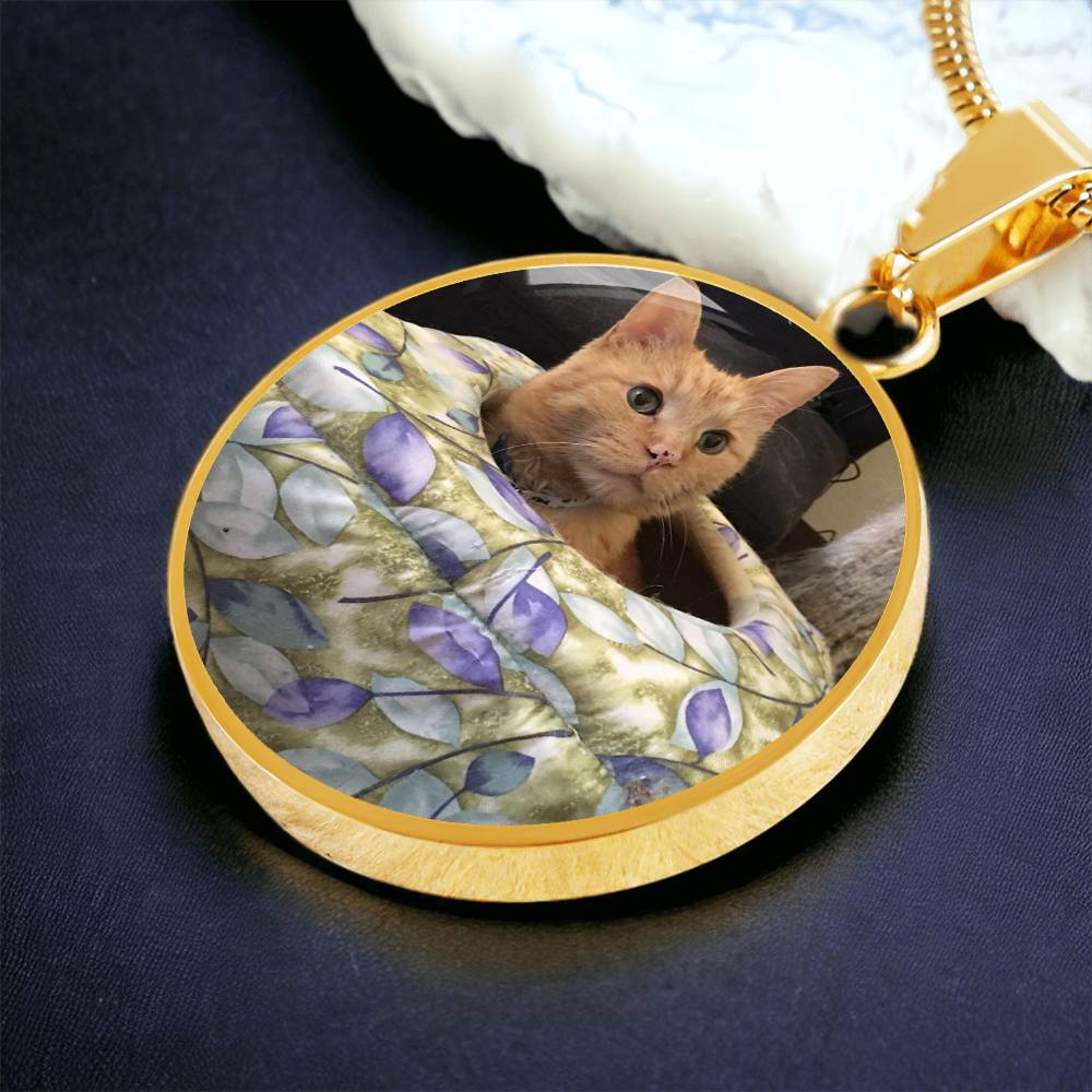 Circle Necklace with Custom Photo and Back Engraving