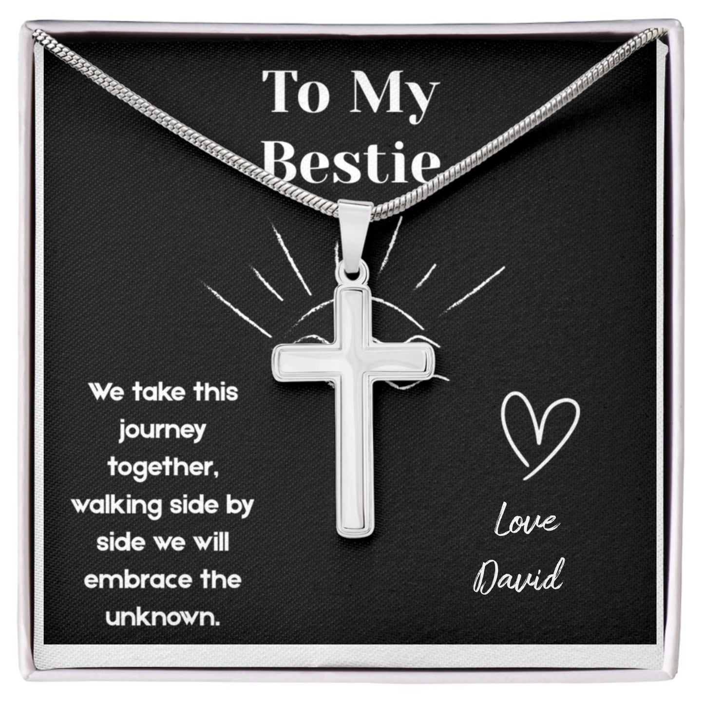 Stainless Cross Necklace for Your Bestie with Customizable Signature
