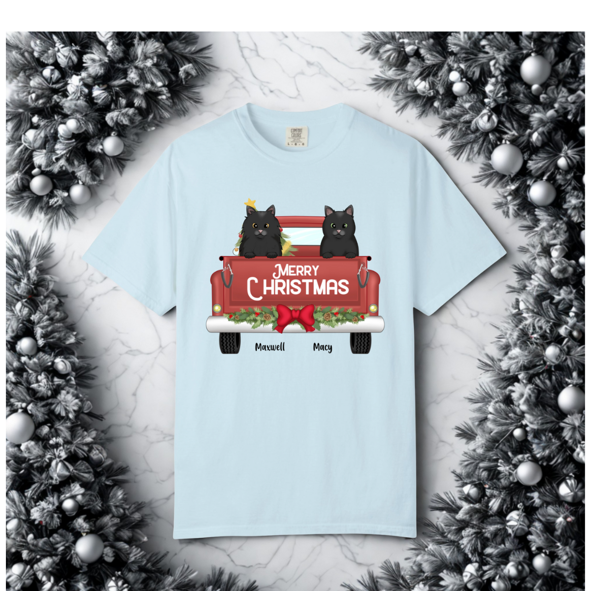 Fun Merry Christmas T-Shirt Featuring Your Beloved Cats or Dogs