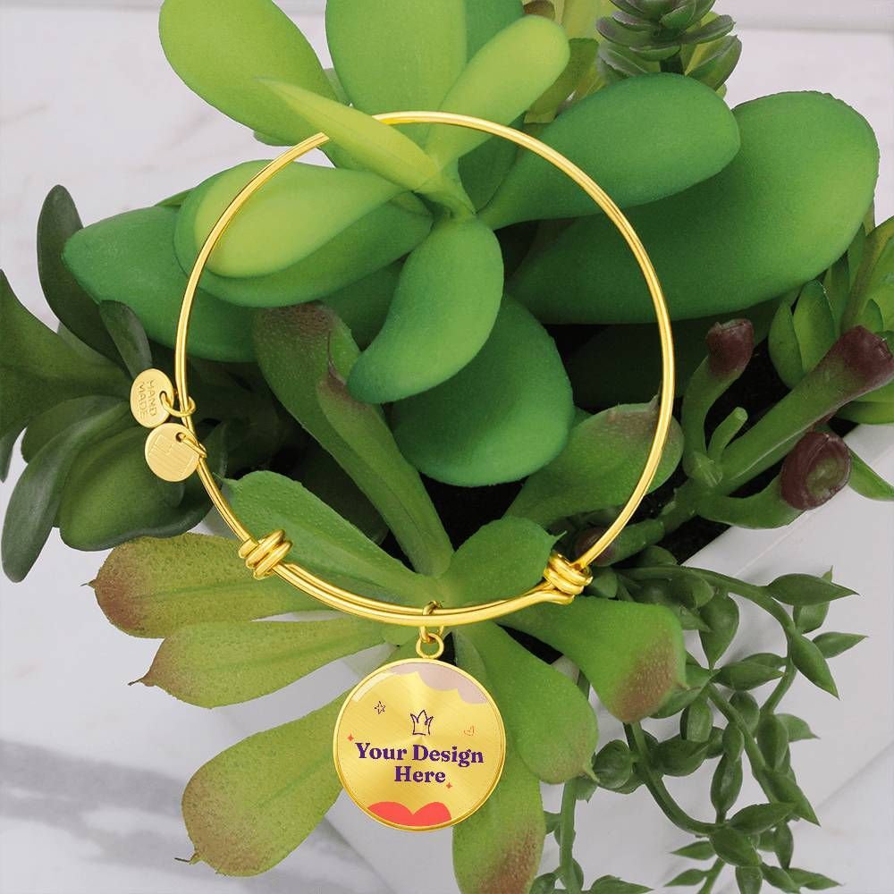 Circle Photo Bangle Bracelet - Adjustable and Stylish Accessory