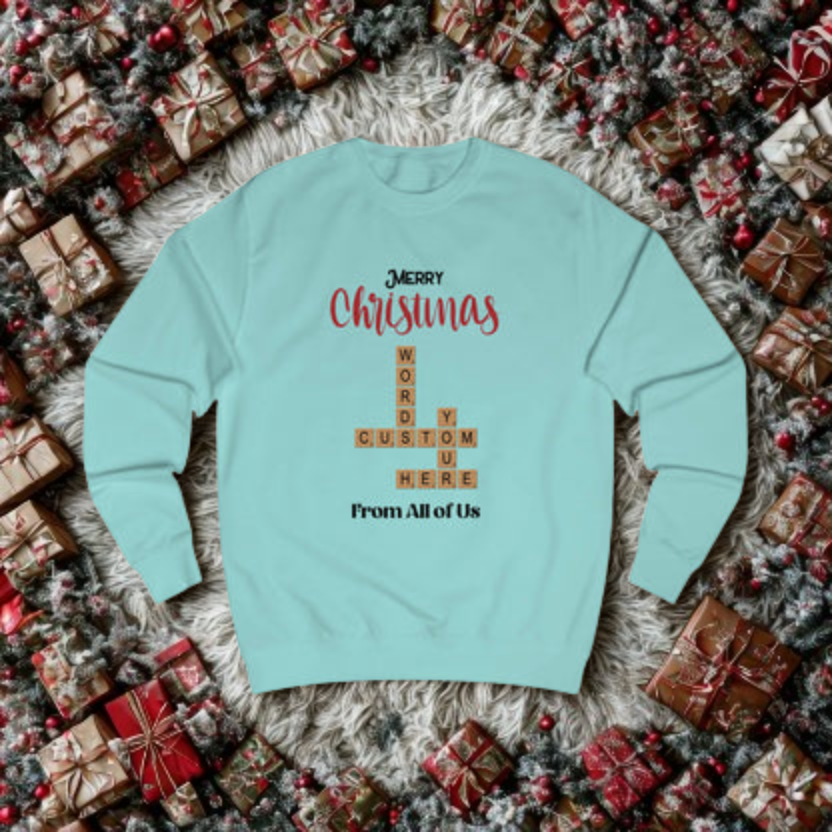 Fun Custom Crossword Christmas Sweatshirt for Unique Holiday Style