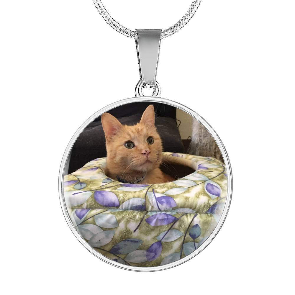 Circle Necklace with Custom Photo and Back Engraving