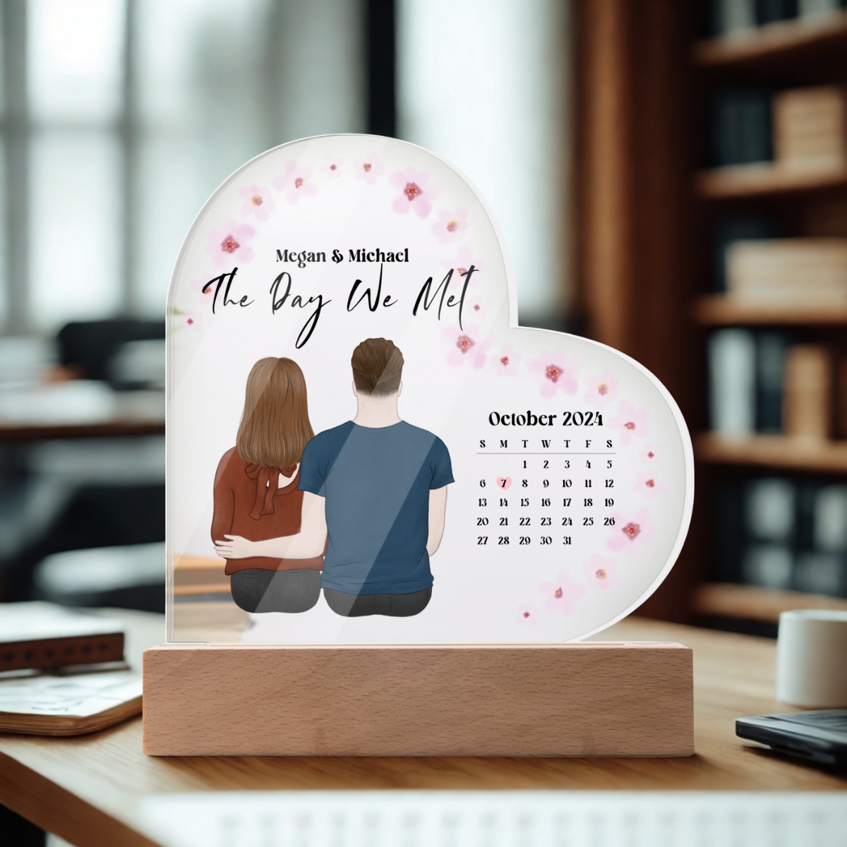 The Day We Met Acrylic Heart Plaque - Personalized Keepsake