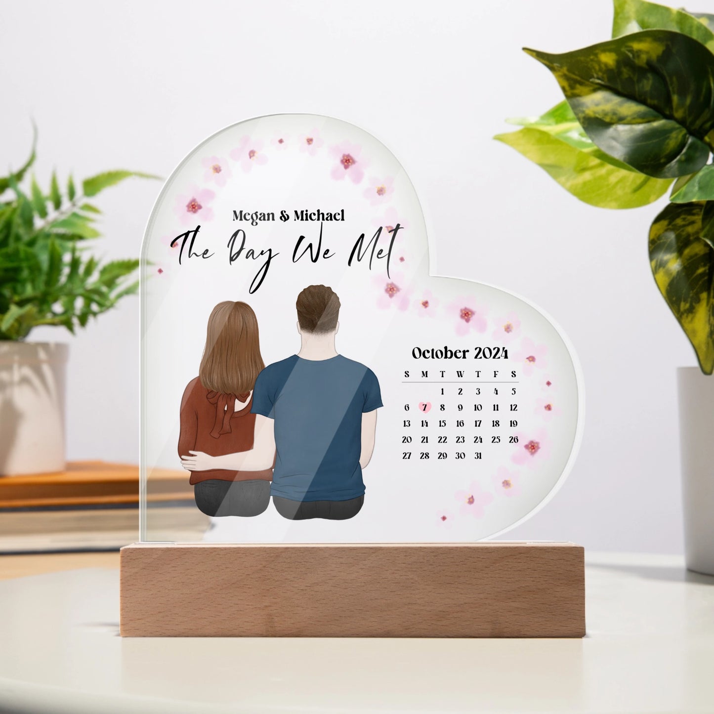 The Day We Met Acrylic Heart Plaque - Personalized Keepsake