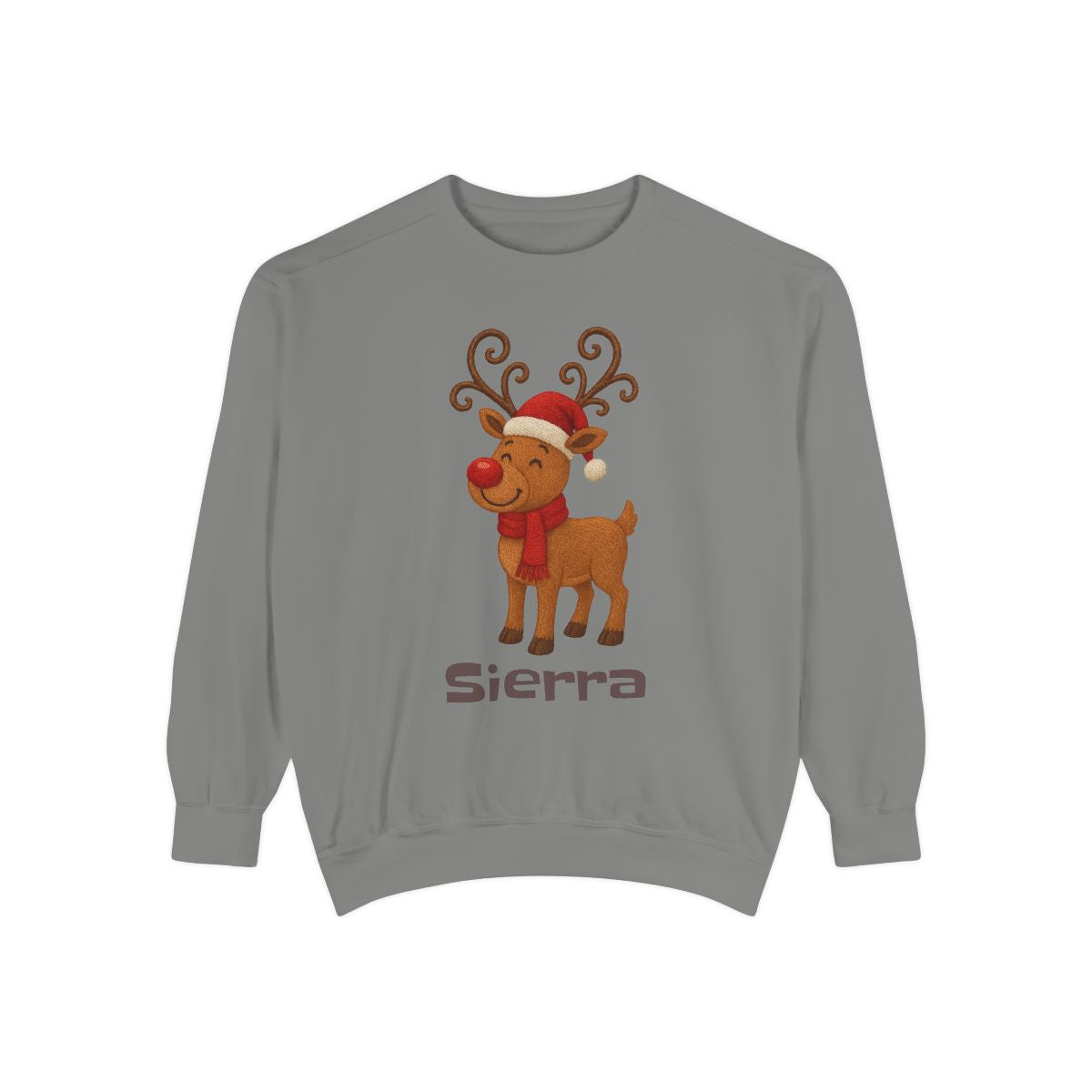 Custom Christmas Reindeer Sweatshirt with Name Unisex Garment-Dyed Sweatshirt