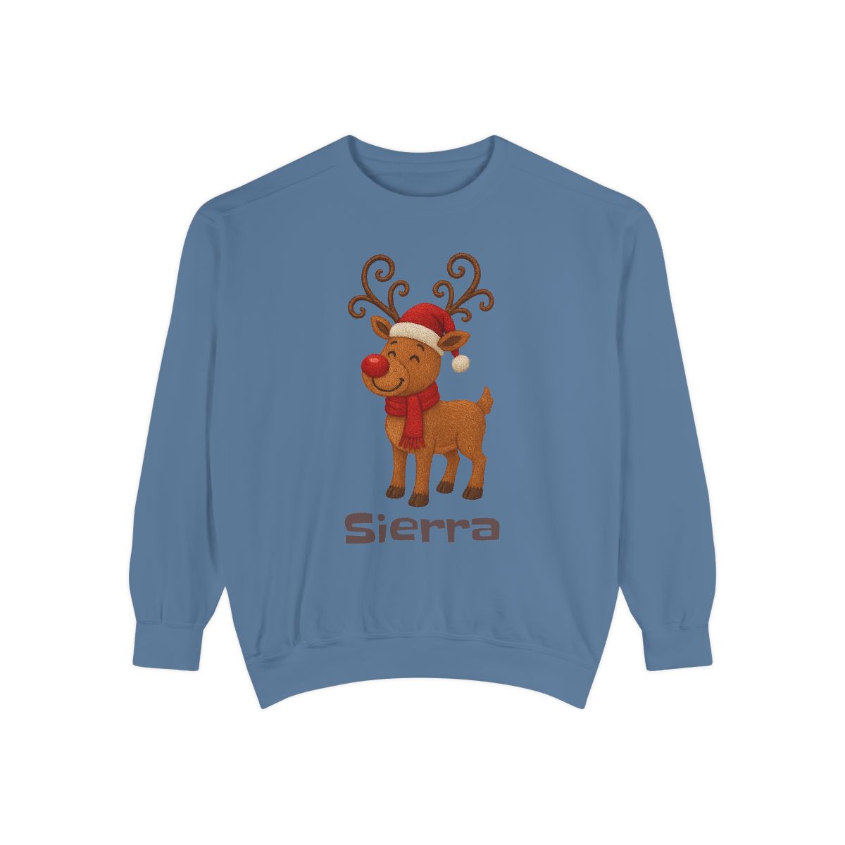 Custom Christmas Reindeer Sweatshirt with Name Unisex Garment-Dyed Sweatshirt