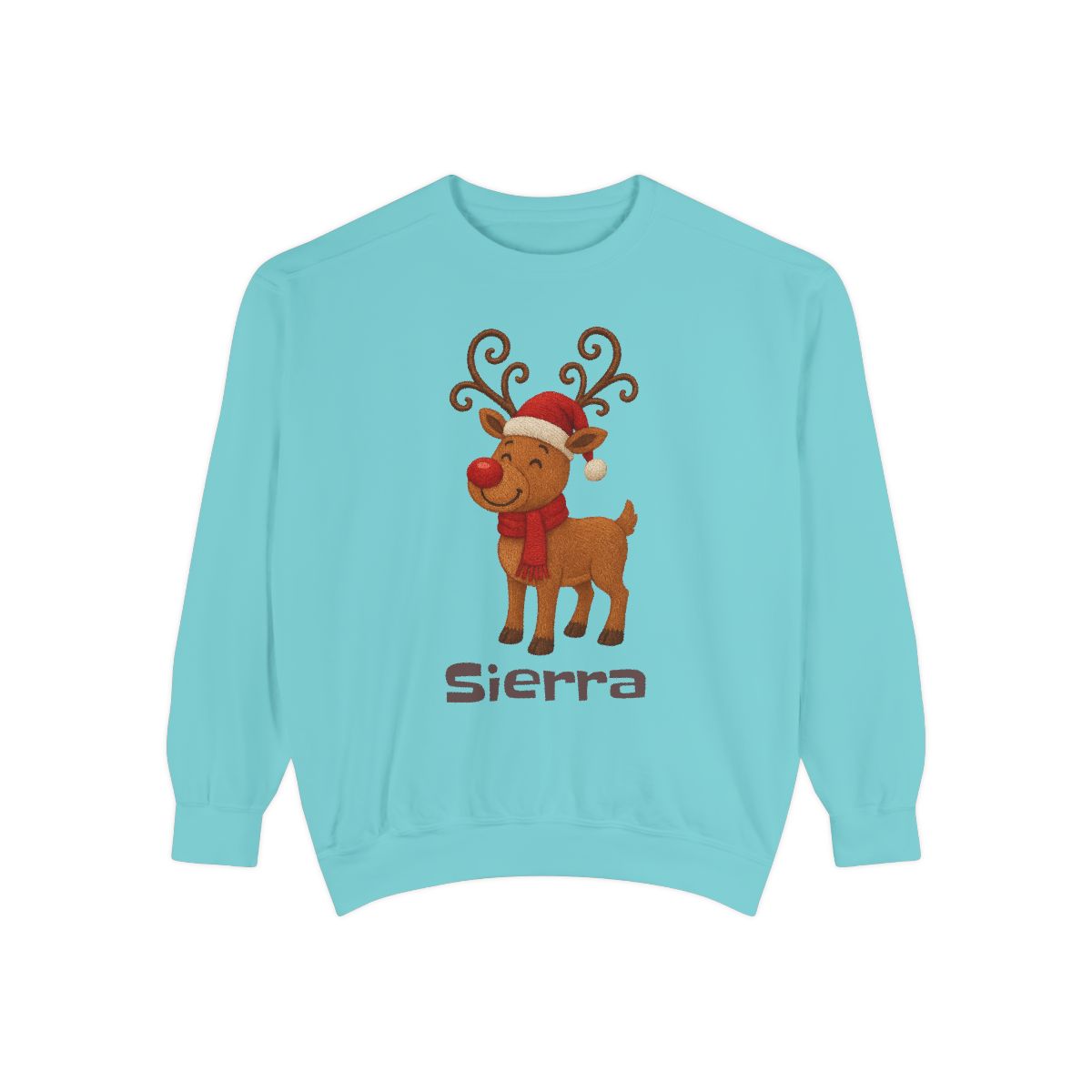 Custom Christmas Reindeer Sweatshirt with Name Unisex Garment-Dyed Sweatshirt