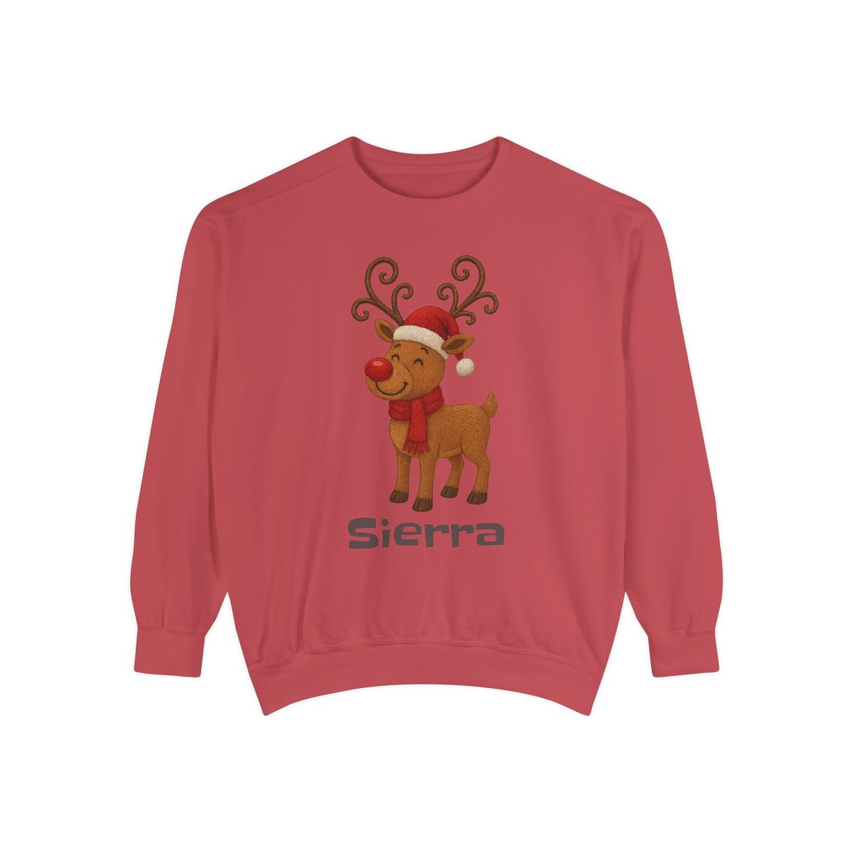 Custom Christmas Reindeer Sweatshirt with Name Unisex Garment-Dyed Sweatshirt