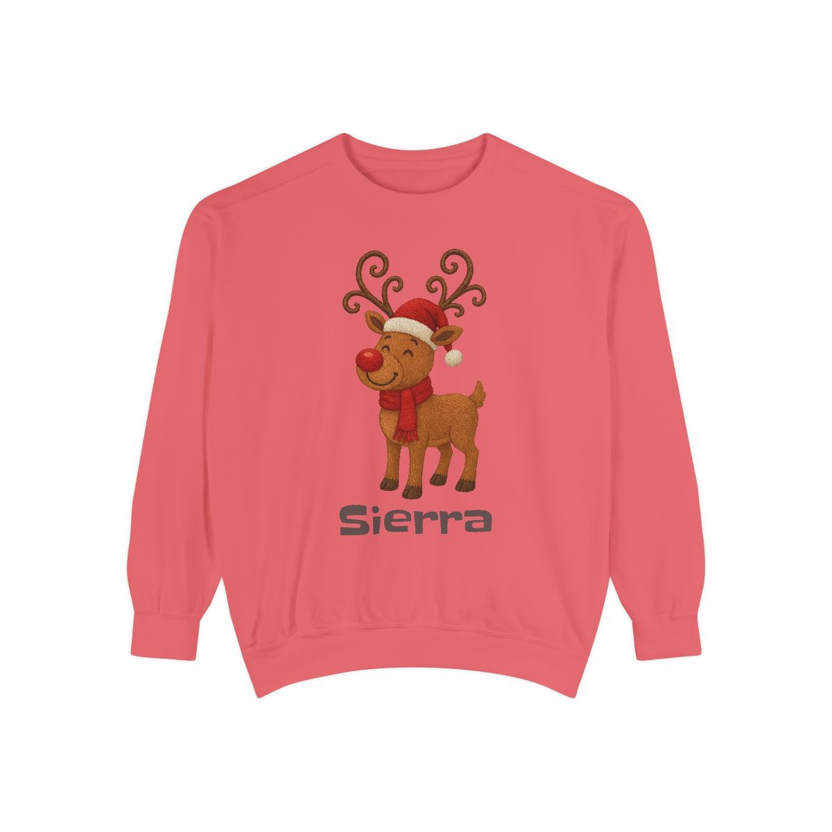 Custom Christmas Reindeer Sweatshirt with Name Unisex Garment-Dyed Sweatshirt