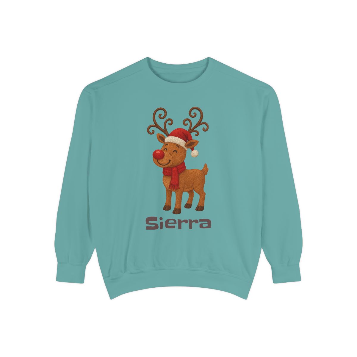 Custom Christmas Reindeer Sweatshirt with Name Unisex Garment-Dyed Sweatshirt