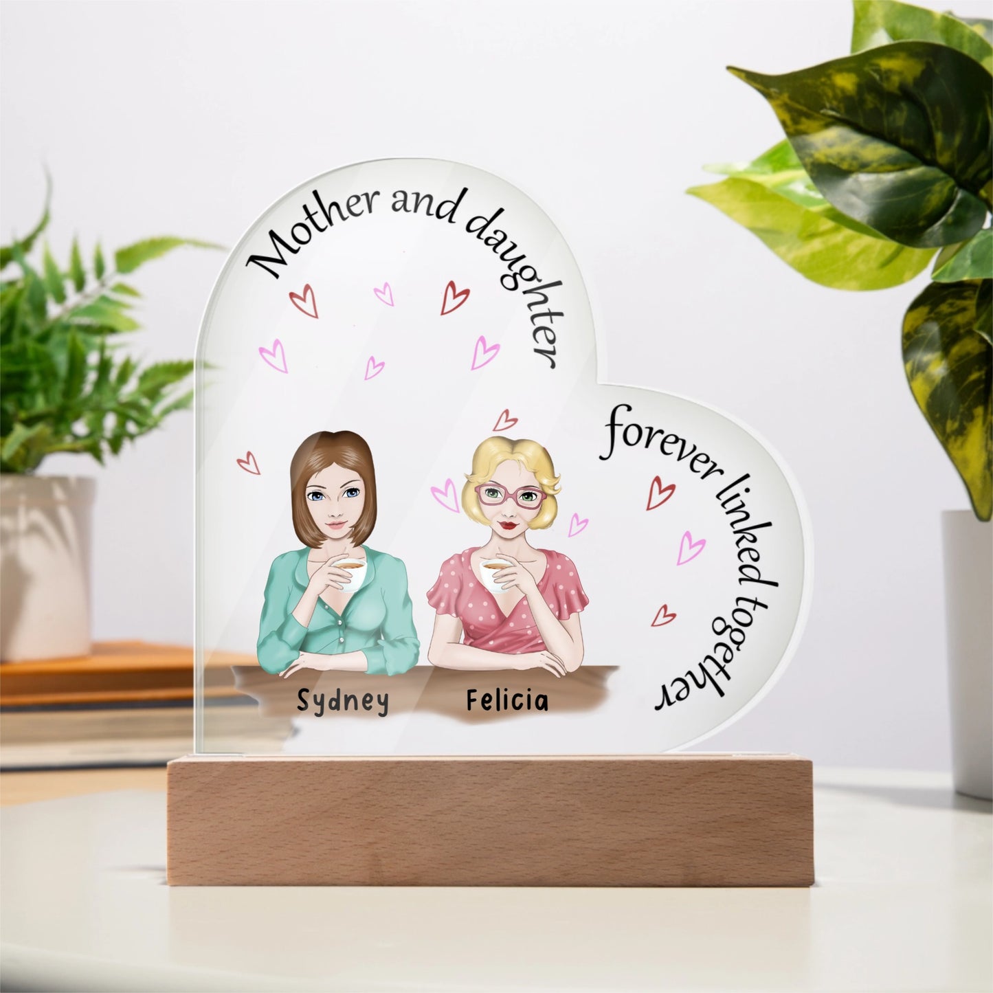 Mother and Daughter Acrylic Heart Plaque - A Heartwarming Keepsake for Cherished Moments