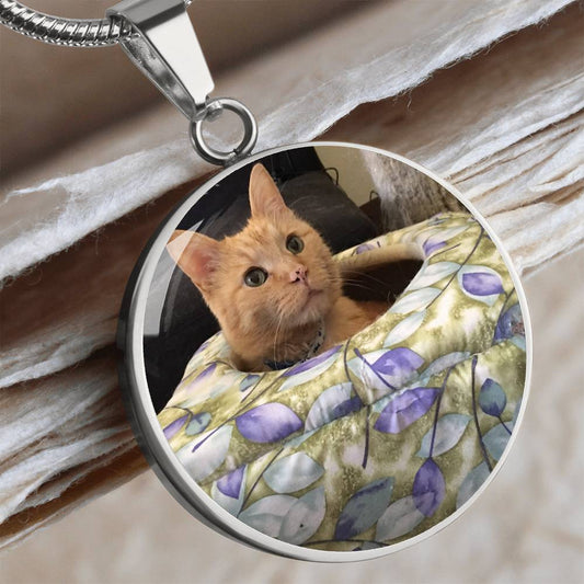 Circle Necklace with Custom Photo and Back Engraving