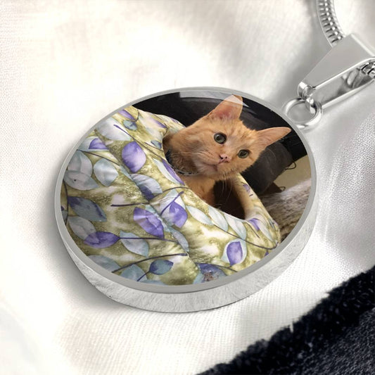 Circle Necklace with Custom Photo and Back Engraving