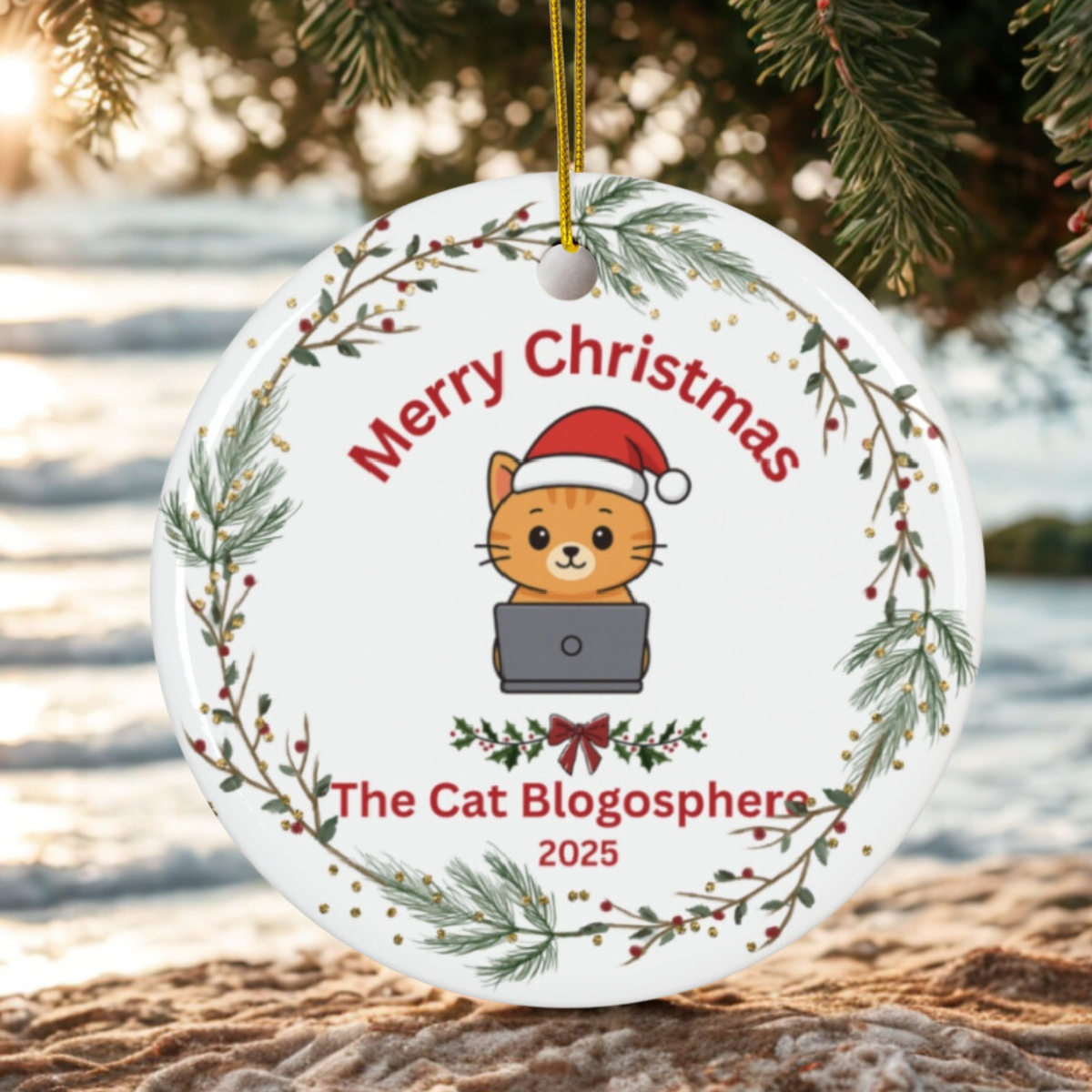 Cat Blogosphere Christmas Ornament - Limited Edition 2025 Festive Design