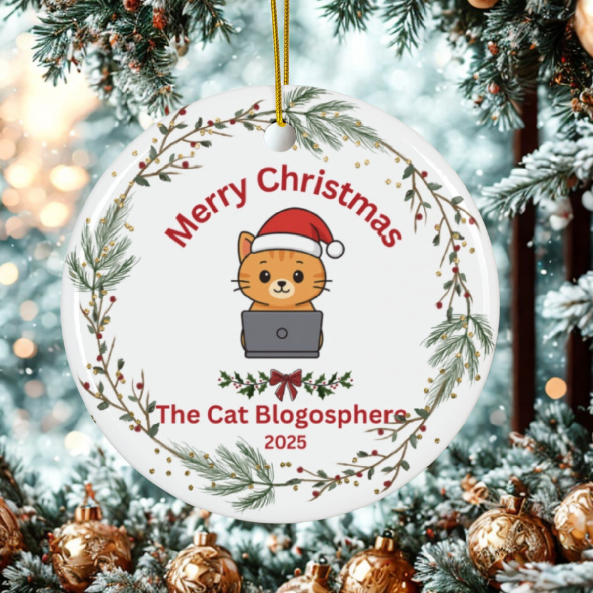 Cat Blogosphere Christmas Ornament - Limited Edition 2025 Festive Design