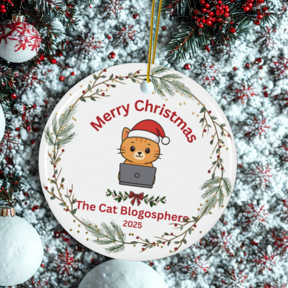 Cat Blogosphere Christmas Ornament - Limited Edition 2025 Festive Design