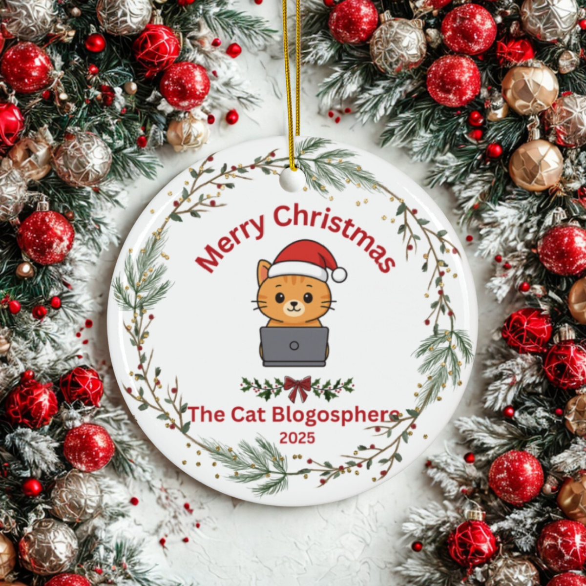 Cat Blogosphere Christmas Ornament - Limited Edition 2025 Festive Design