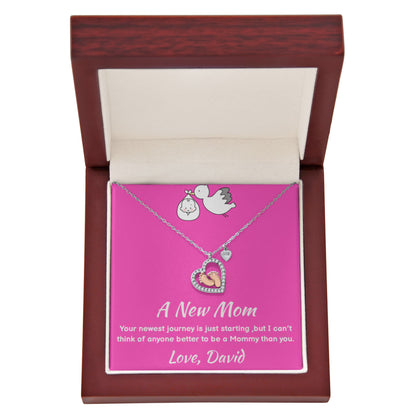 Baby Feet Heart Necklace with Custom Signature