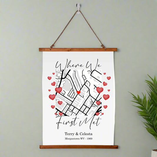 Where We First Met Wall Tapestry - Wood Framed Portrait Decor
