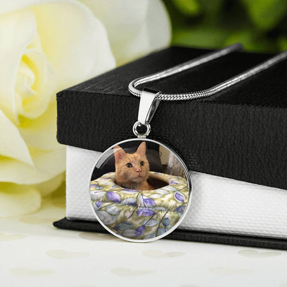 Circle Necklace with Custom Photo and Back Engraving