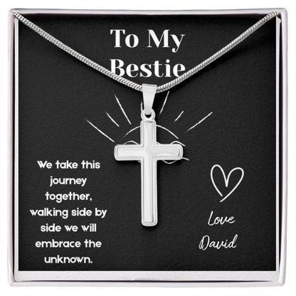 Stainless Cross Necklace for Your Bestie with Customizable Signature