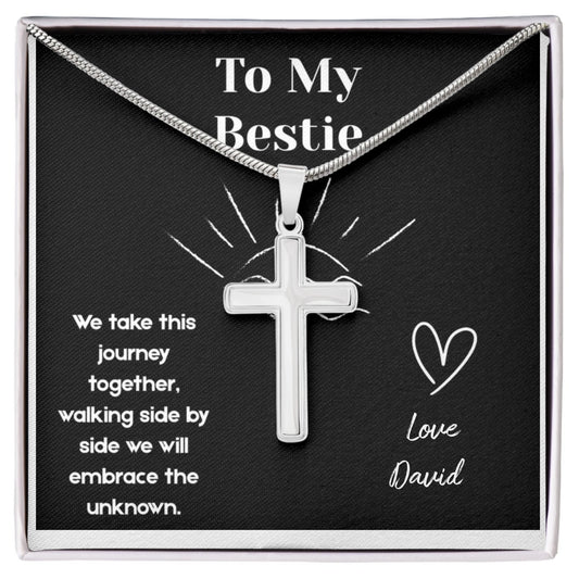 Stainless Cross Necklace for Your Bestie with Customizable Signature