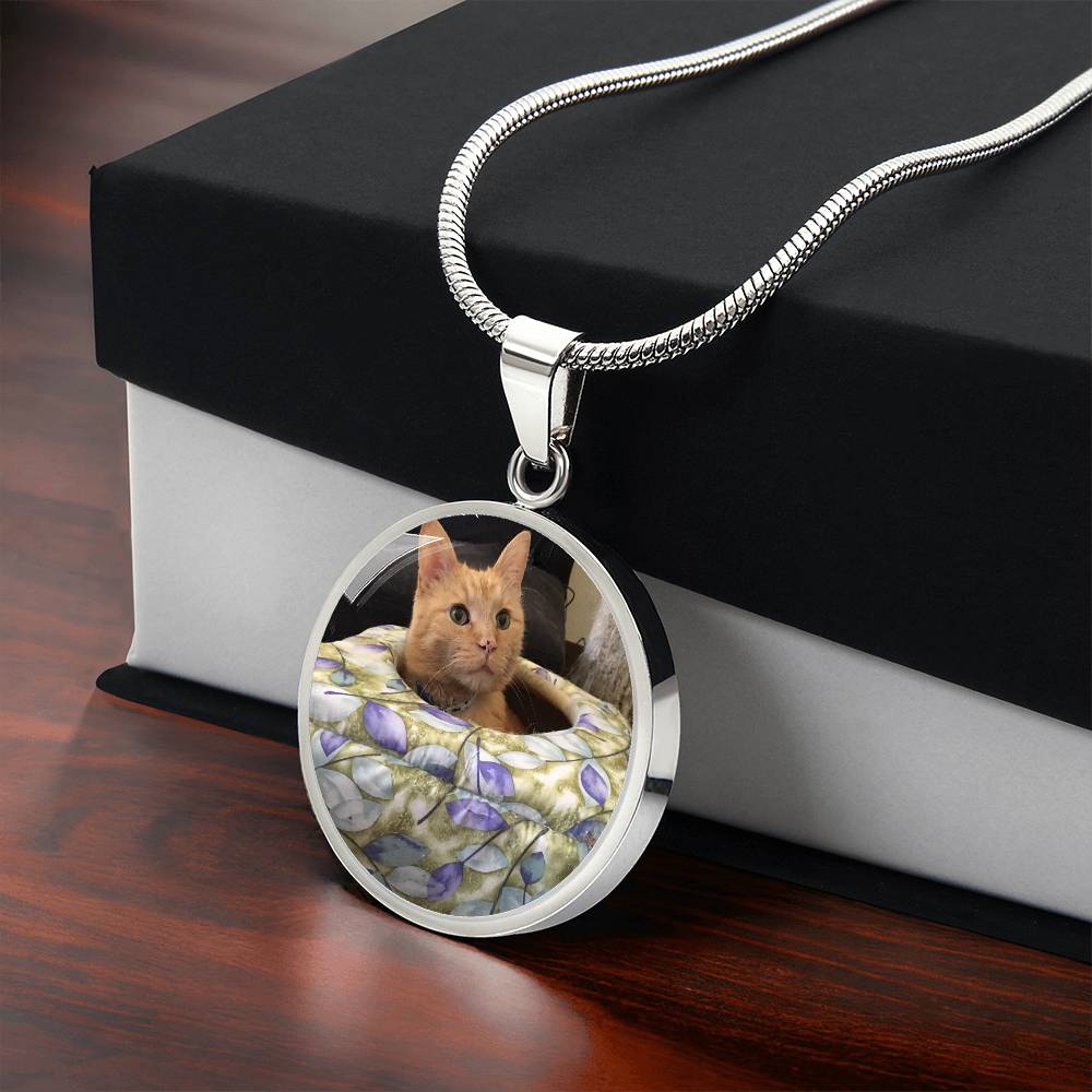 Circle Necklace with Custom Photo and Back Engraving