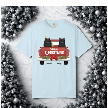 Fun Merry Christmas T-Shirt Featuring Your Beloved Cats or Dogs
