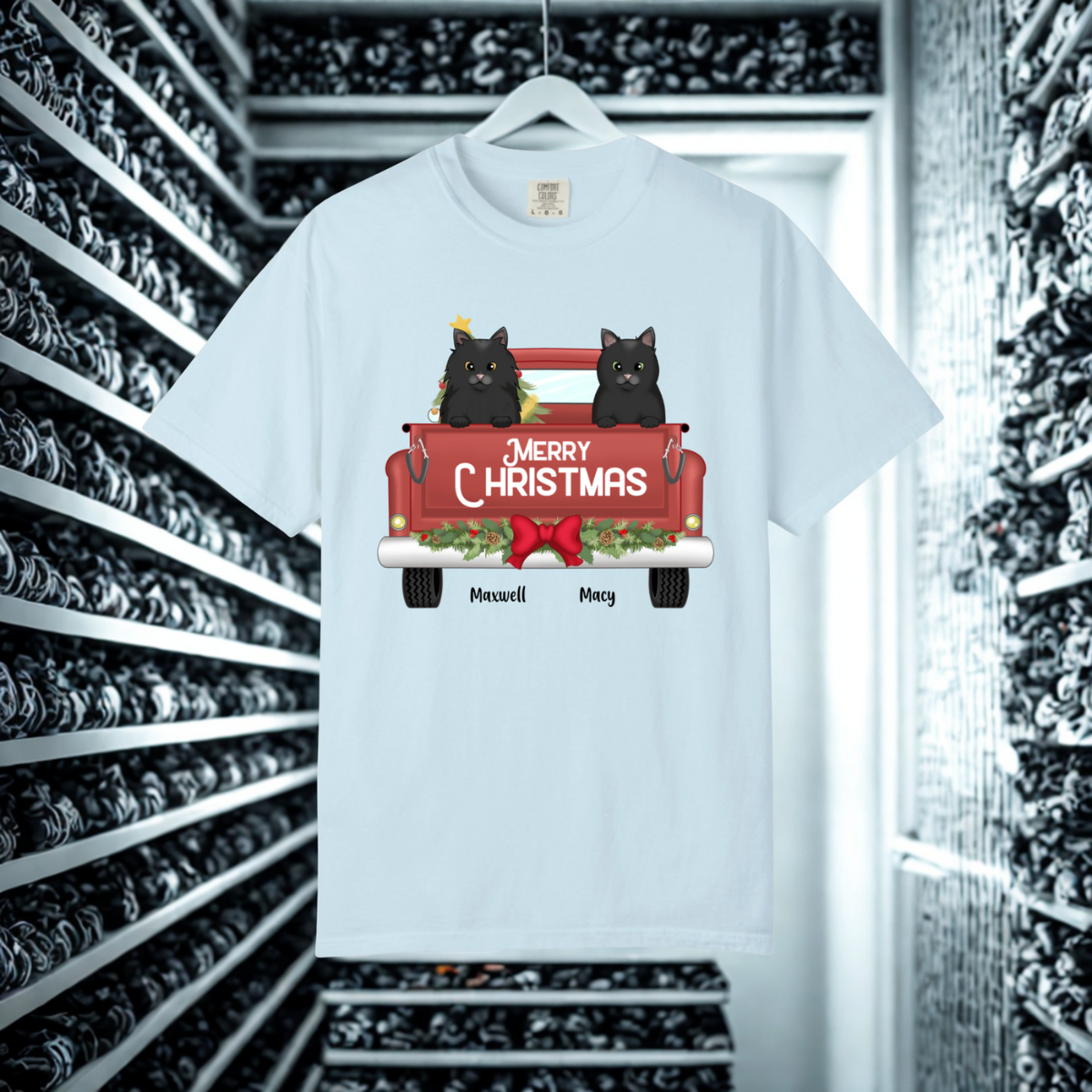 Fun Merry Christmas T-Shirt Featuring Your Beloved Cats or Dogs