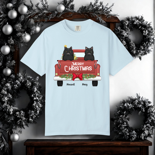 Fun Merry Christmas T-Shirt Featuring Your Beloved Cats or Dogs