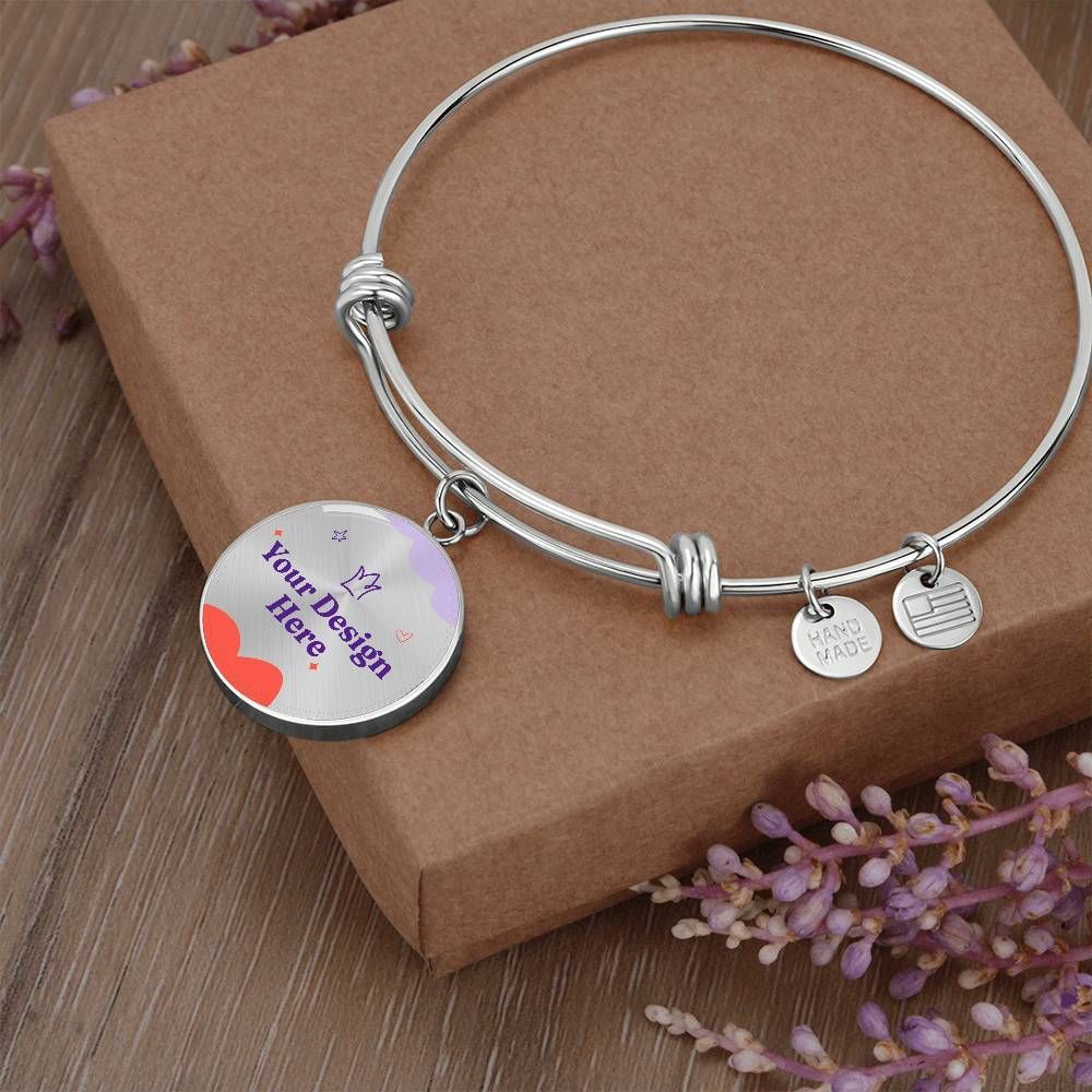 Circle Photo Bangle Bracelet - Adjustable and Stylish Accessory