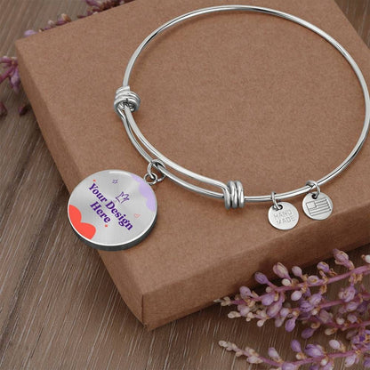 Circle Photo Bangle Bracelet - Adjustable and Stylish Accessory
