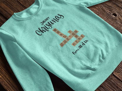 Fun Custom Crossword Christmas Sweatshirt for Unique Holiday Style