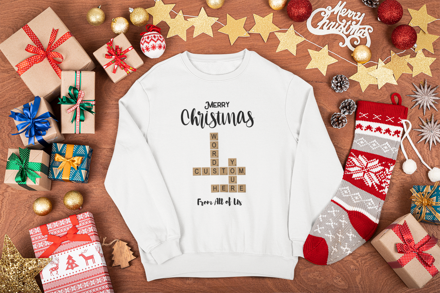Fun Custom Crossword Christmas Sweatshirt for Unique Holiday Style