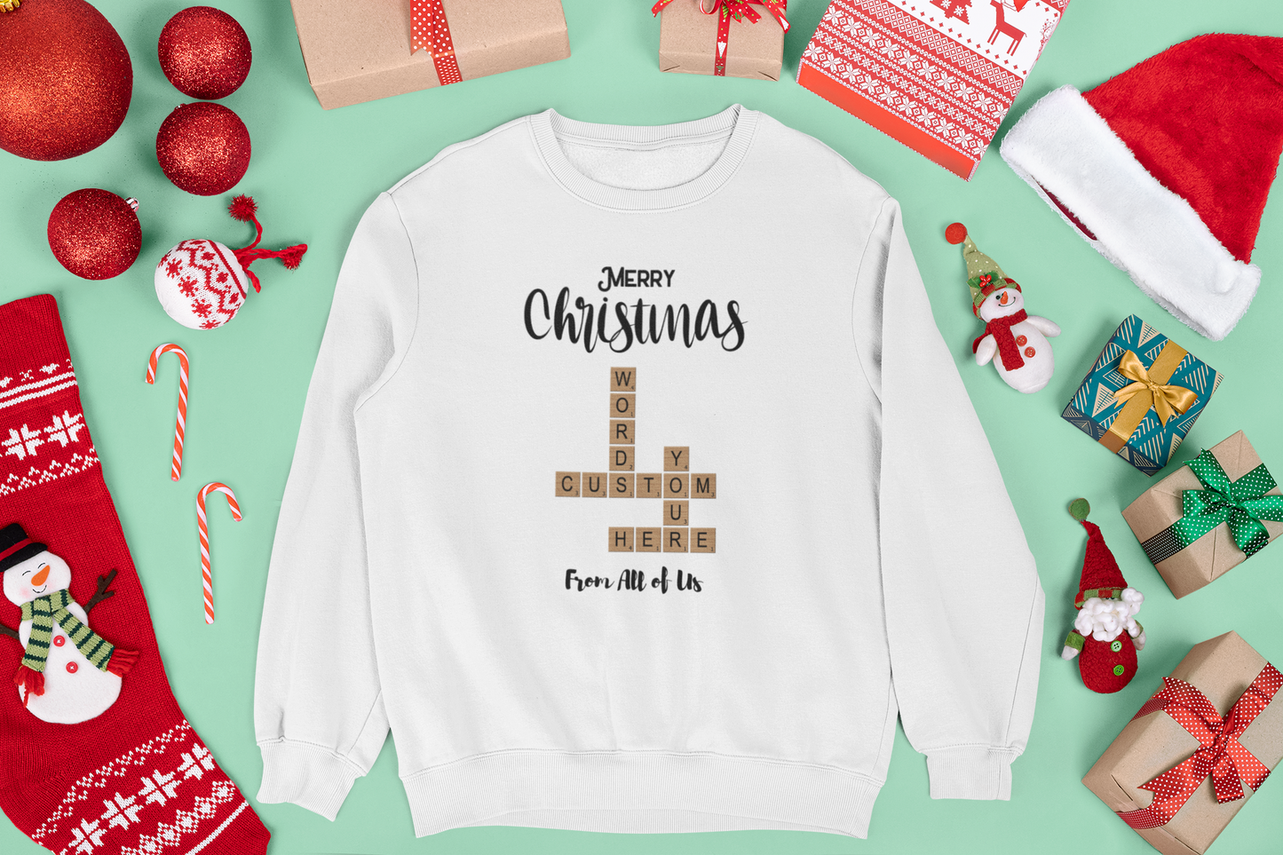 Fun Custom Crossword Christmas Sweatshirt for Unique Holiday Style