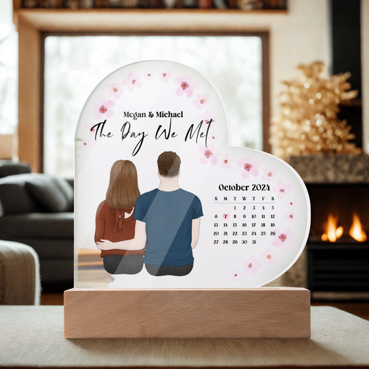 The Day We Met Acrylic Heart Plaque - Personalized Keepsake