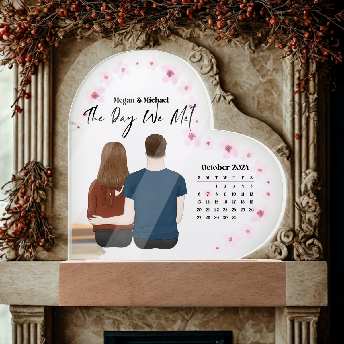The Day We Met Acrylic Heart Plaque - Personalized Keepsake
