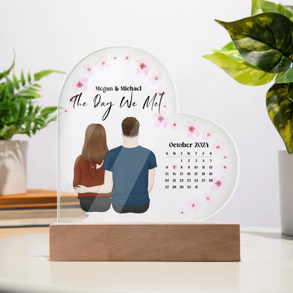 The Day We Met Acrylic Heart Plaque - Personalized Keepsake
