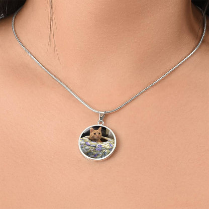 Circle Necklace with Custom Photo and Back Engraving