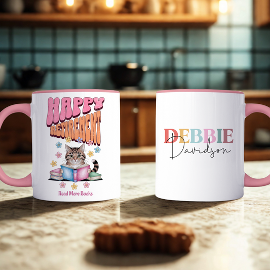 Happy Retirement Mug Personalized with Name on One Side